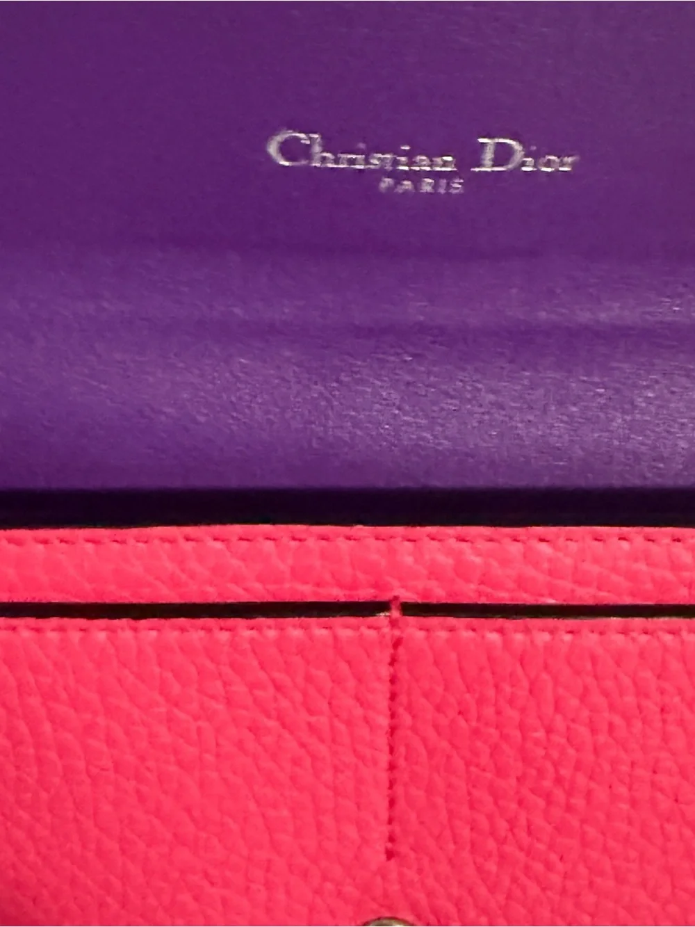 Dior Colorblock Purple & Pink Leather wallet with Dior Charm! Full inclusion!